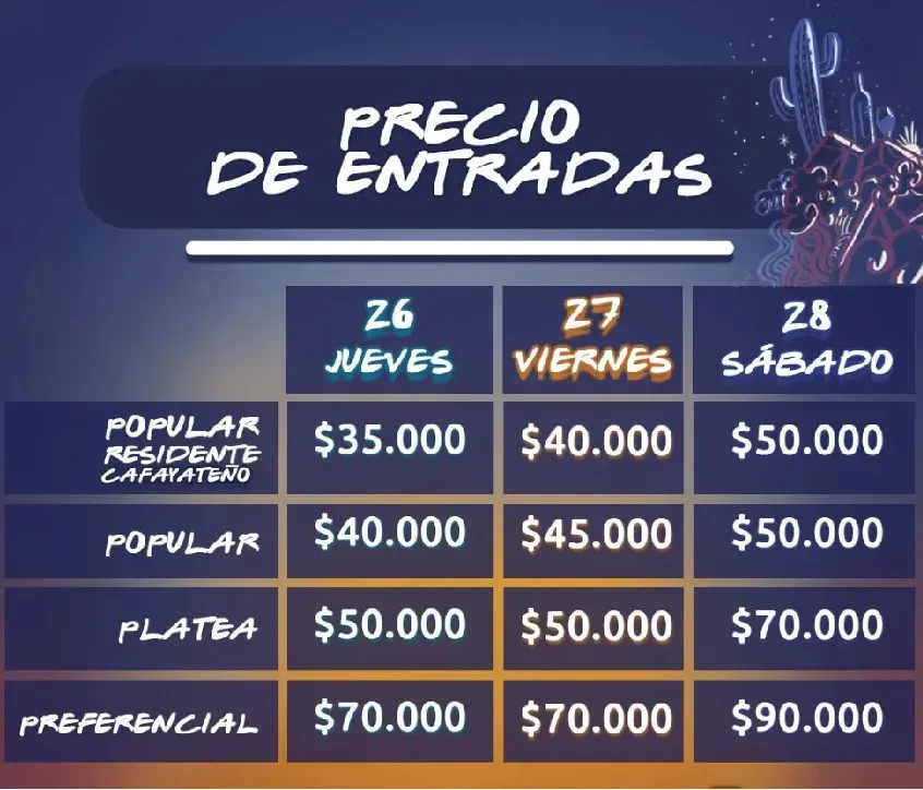 valor entrada serenata cafayate 2026
